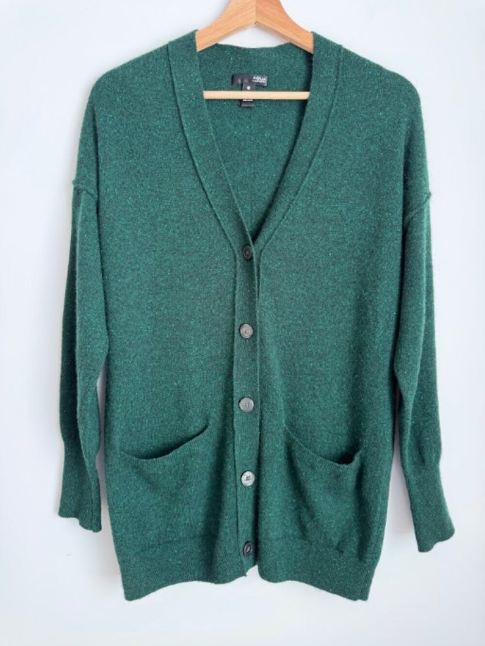 AQUA 100% Cashmere Cardigan Oversized Knit Button-Down Sweater Size XS